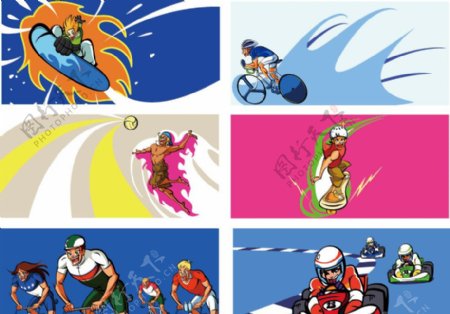 手绘卡通体育运动背景卡片图片