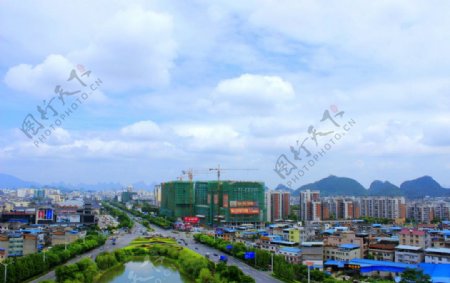 桂林琴潭城区俯瞰图片