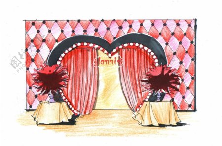 婚礼舞台设计手绘效果图图片