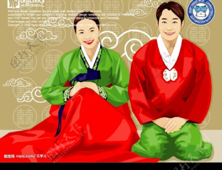 失量卡通韩国人物图片