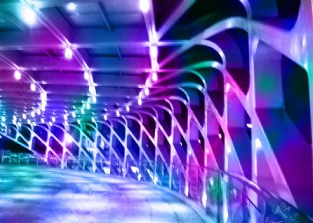 五彩斑斓天桥夜景图片