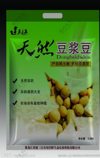 天然豆浆豆包装正反图片