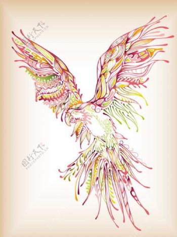 时尚线描鹦鹉花纹背景图片
