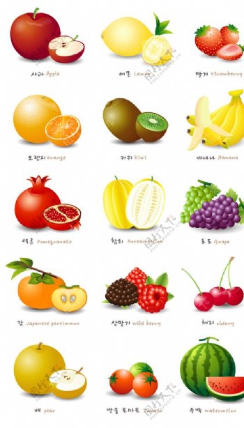 矢量彩色水果图标图片