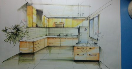 厨房手绘图片