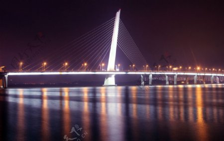 深圳湾大桥夜景图片