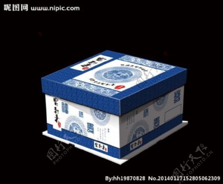 青花瓷蛋糕盒平面设计图片