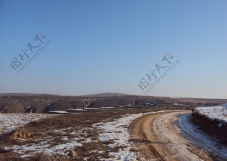 黄土高原冬景图片