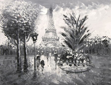 巴黎街景油画图片