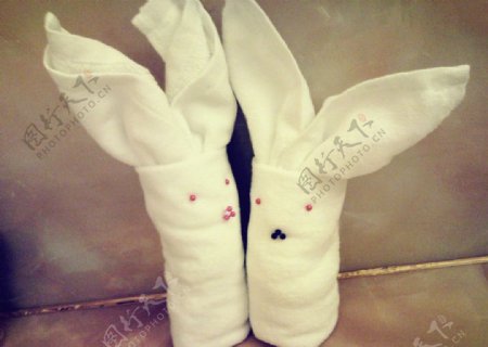 毛巾兔子图片