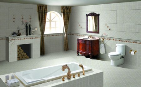 浴室卫生间瓷砖铺贴样板间图片
