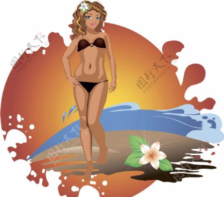 泳装美女夏季旅游设计图片
