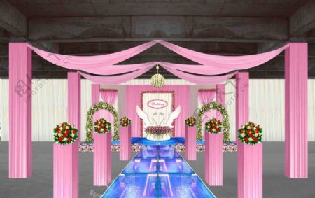 粉色婚礼现场效果图图片