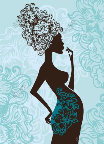 时尚怀孕妇女插画设计图片