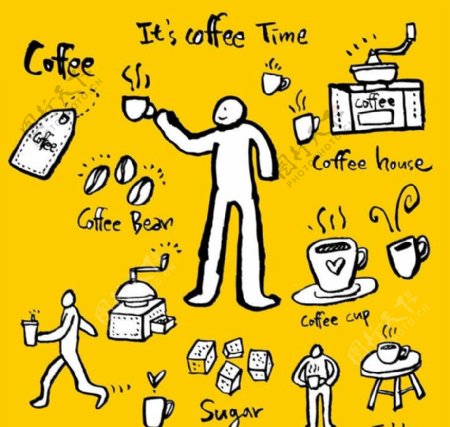 卡通咖啡机咖啡设计图片