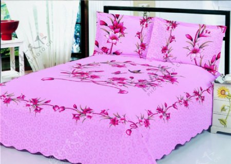 床单三件套系列室内粉色床单高清拍摄写真图片