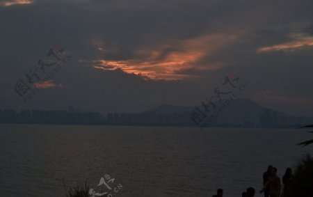 黄昏的深圳湾图片