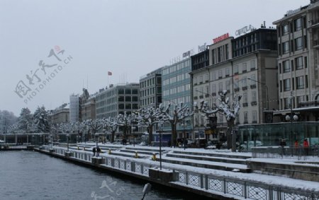 北欧城市冬景图片