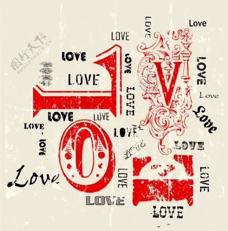 LOVE艺术字矢量图图片