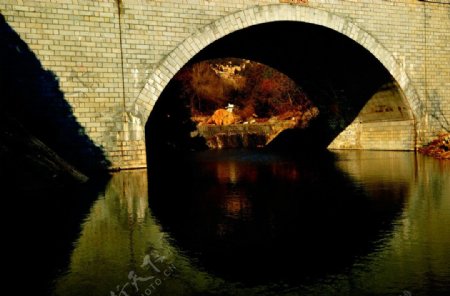 桥洞中的风景图片