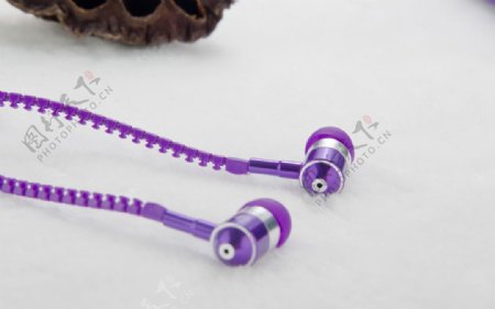 拉链耳机耳机紫色摄影J图片