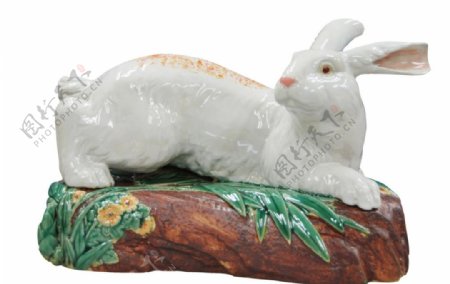 兔子瓷器竹报丰年图片