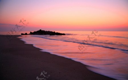 海滩日落风光图片