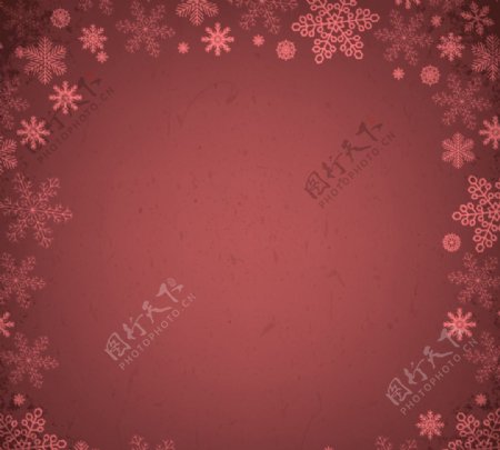 暗红色雪花边框背景红色雪花背景图片