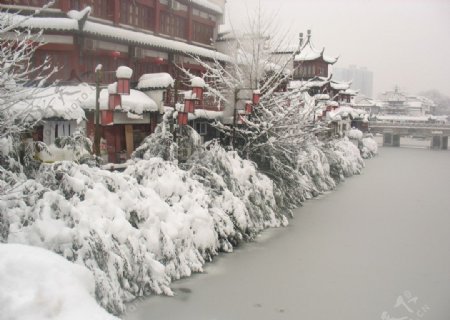 雪中的秦淮河图片