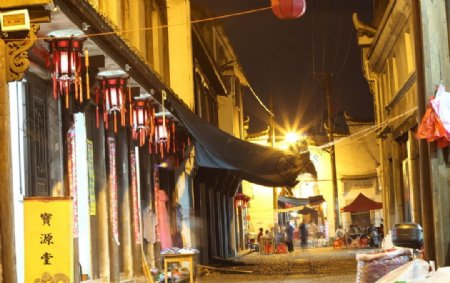 义乌佛堂老街夜景图片