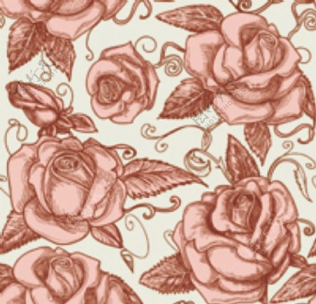 复古玫瑰花纹素材图片