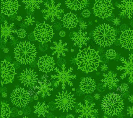 绿色雪花花纹无缝背景图片