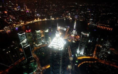 上海夜景鸟瞰图片
