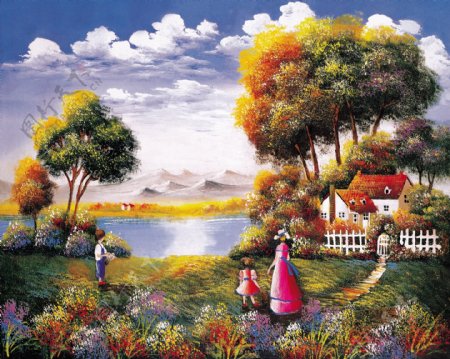 油画手绘油画田园风景50x40厘米图片