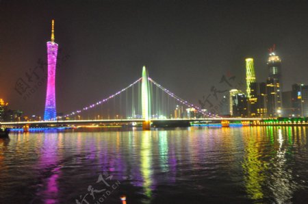 广州塔猎德桥倒影图片