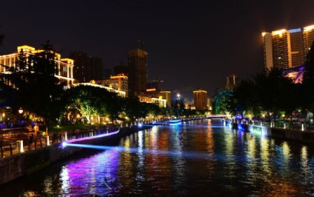 府河夜景图片