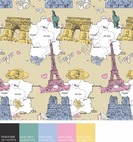 巴黎铁塔凯旋门素材图片