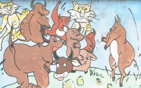 卡通彩绘奶牛图片