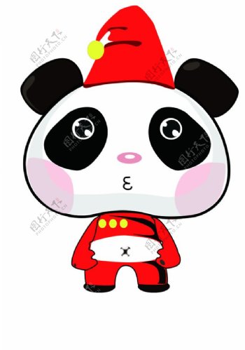 红衣服的熊猫图片