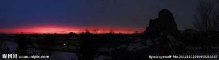 东北冬日黄昏图片