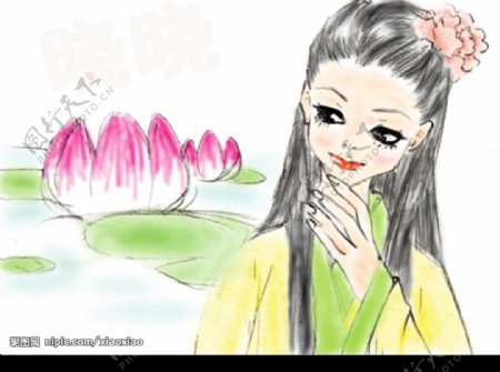 中国画式漫画少女图片
