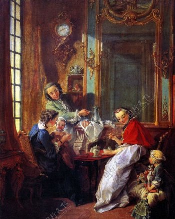 欧洲家庭油画图片