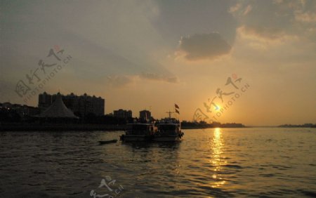 珠江晚霞风景图片