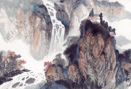 山水水墨画古代山水画高清晰图片