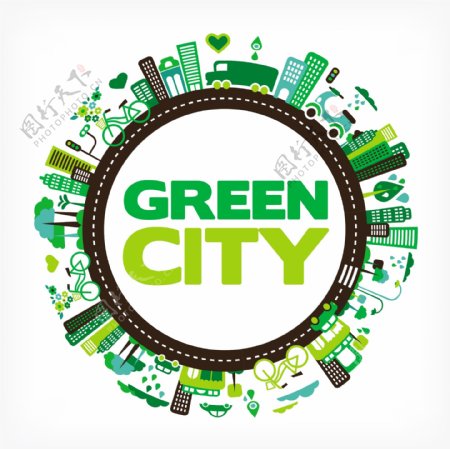 绿色城市环保背景图片
