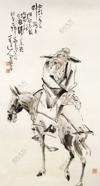 张国老骑驴图片