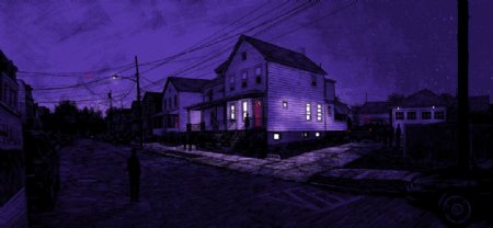 小镇的夜图片
