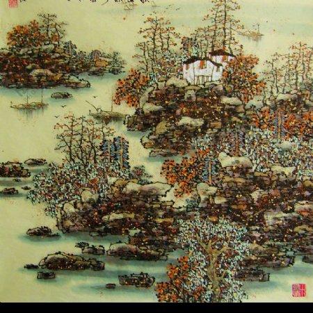 中国画秋山秋水图片