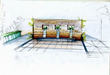 手绘建筑环境图片