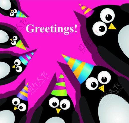 可爱企鹅生日贺卡图片